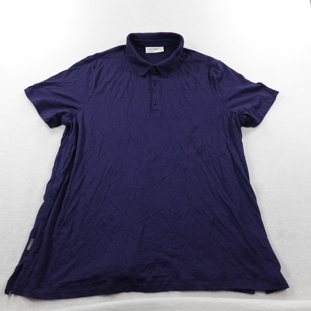 Icebreaker Merino Tech Lite Polo Shirt Mens XL Navy Blue 100% Merino Wool Golf